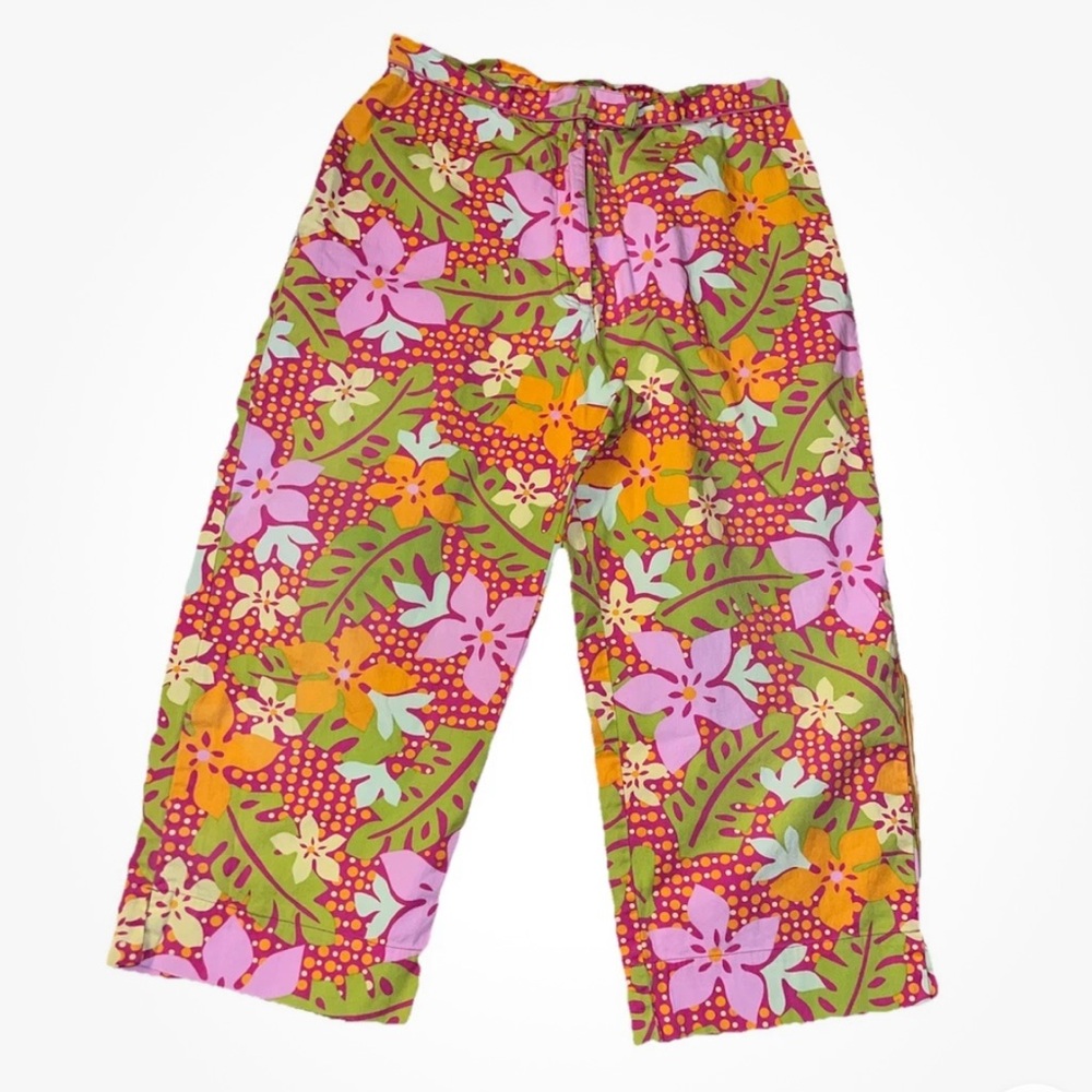 Michael Simon Vibrant Pink and Orange Capri wide leg Pants Vintage Mod